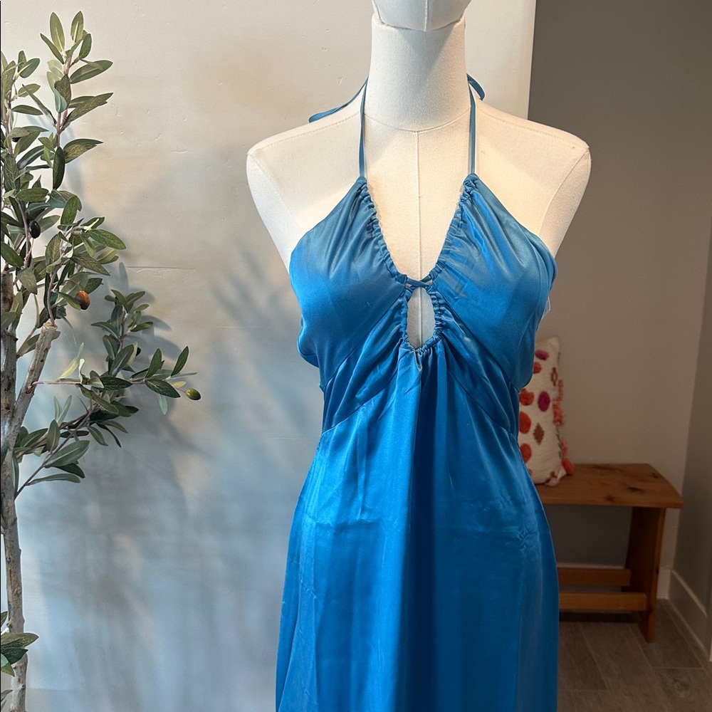 Reformation Antoni Silk Midi Keyhole Halter Dress New! - Picture 6 of 10
